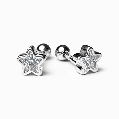 Robins 925 Sterling Silver Baby Star Crystal Earrings