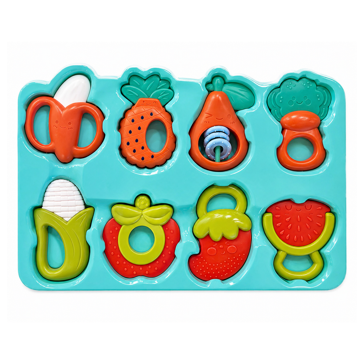 Baby Fruit Teething Toys Set – 8PCS Sensory Teethers