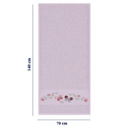 Robins Floral Embroidered Bath Towel – 70 × 140 cm