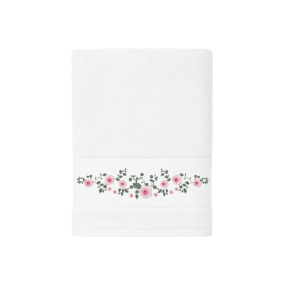 Robins Floral Embroidered Hand Towel – 50 × 100 cm