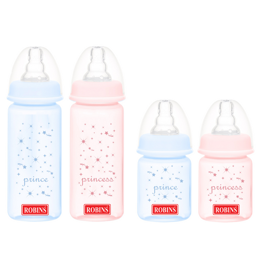 Robins Premium Glass Anti Colic Feeding Bottles (2 Sizes)