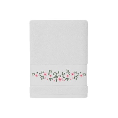 Robins Floral Embroidered Hand Towel – 50 × 100 cm