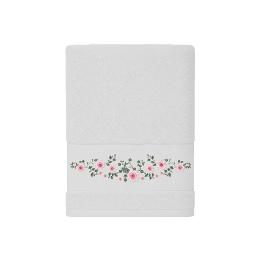 Robins Floral Embroidered Hand Towel – 50 × 100 cm