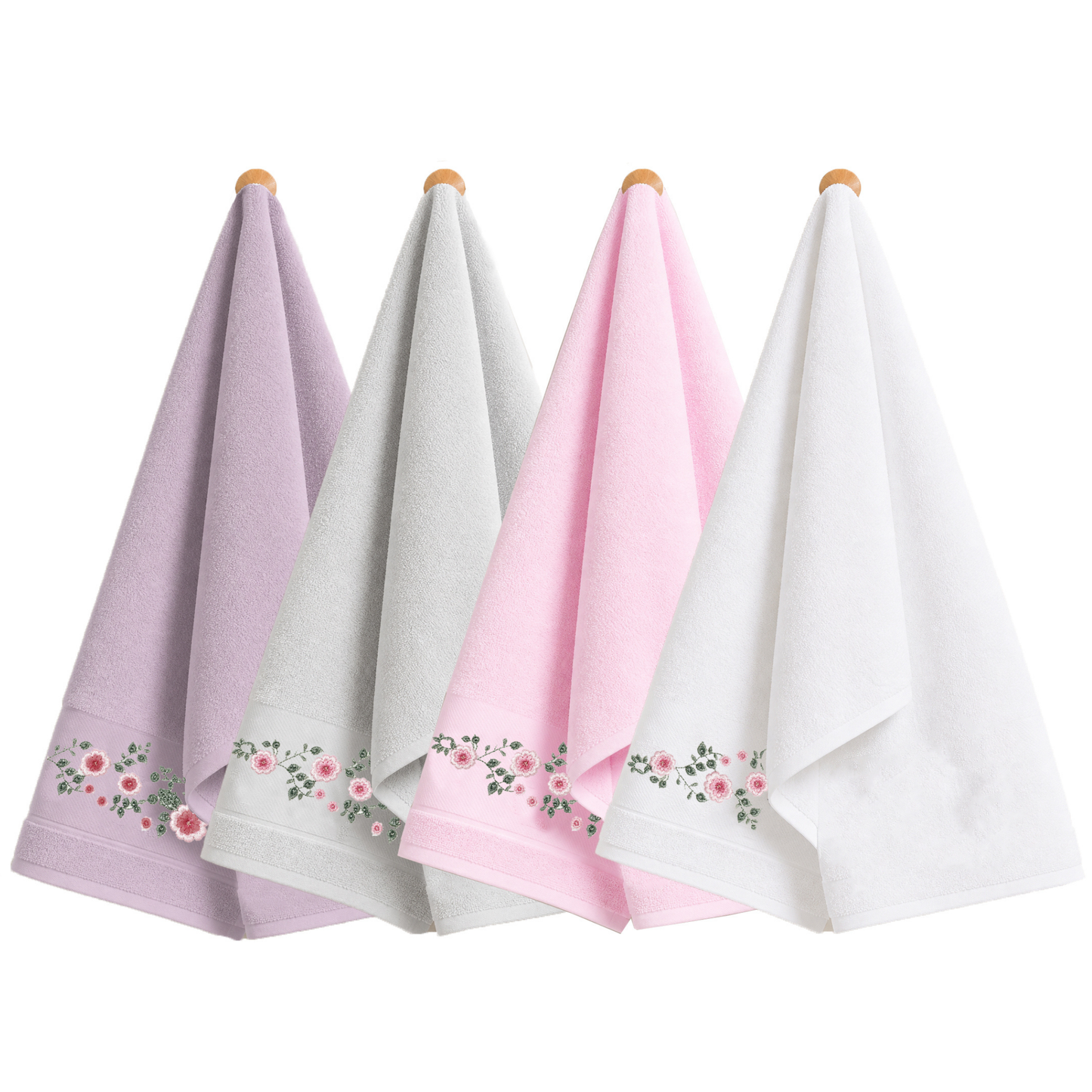 Robins Floral Embroidered Hand Towel – 50 × 100 cm
