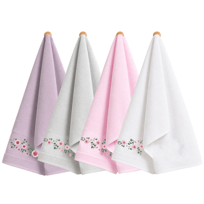 Robins Floral Embroidered Hand Towel – 50 × 100 cm