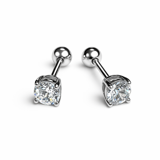 Robins 925 Sterling Silver Baby Classic Round Crystal Earrings – Large Size