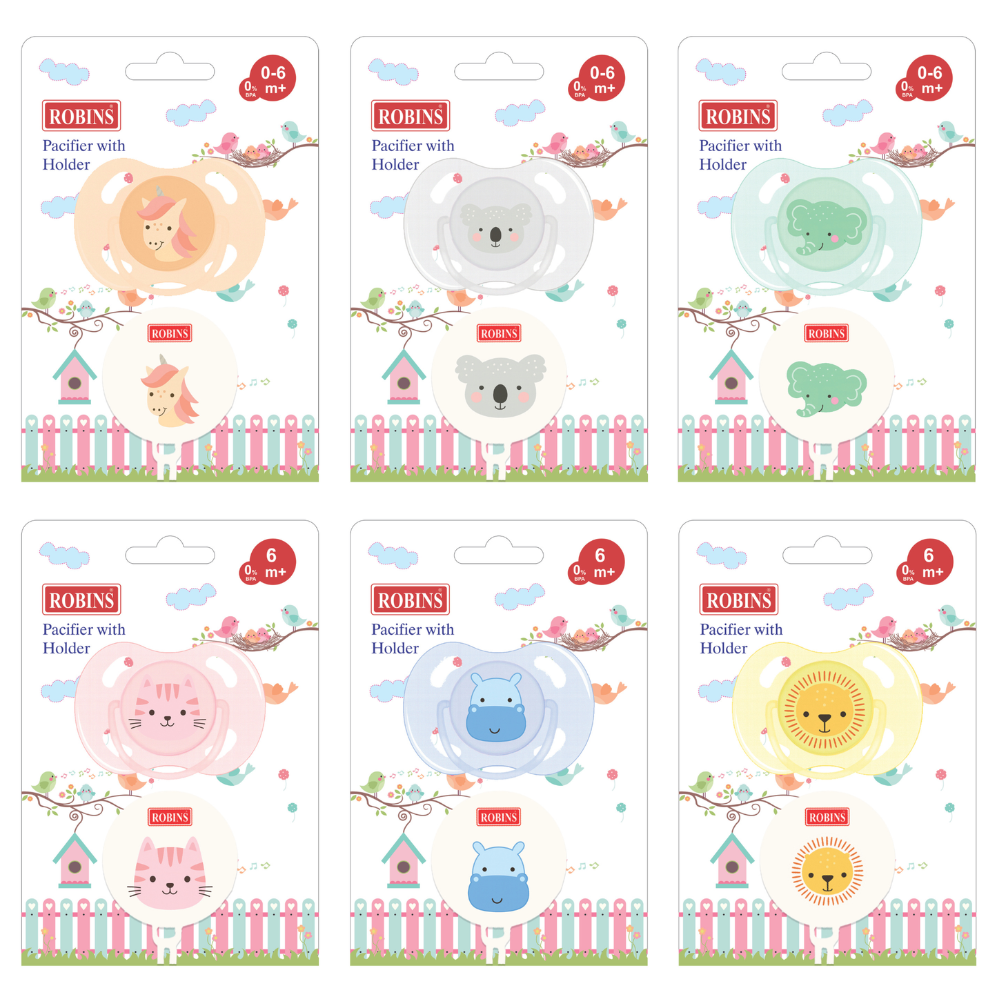 Robins Baby Pacifier with Chain Holder