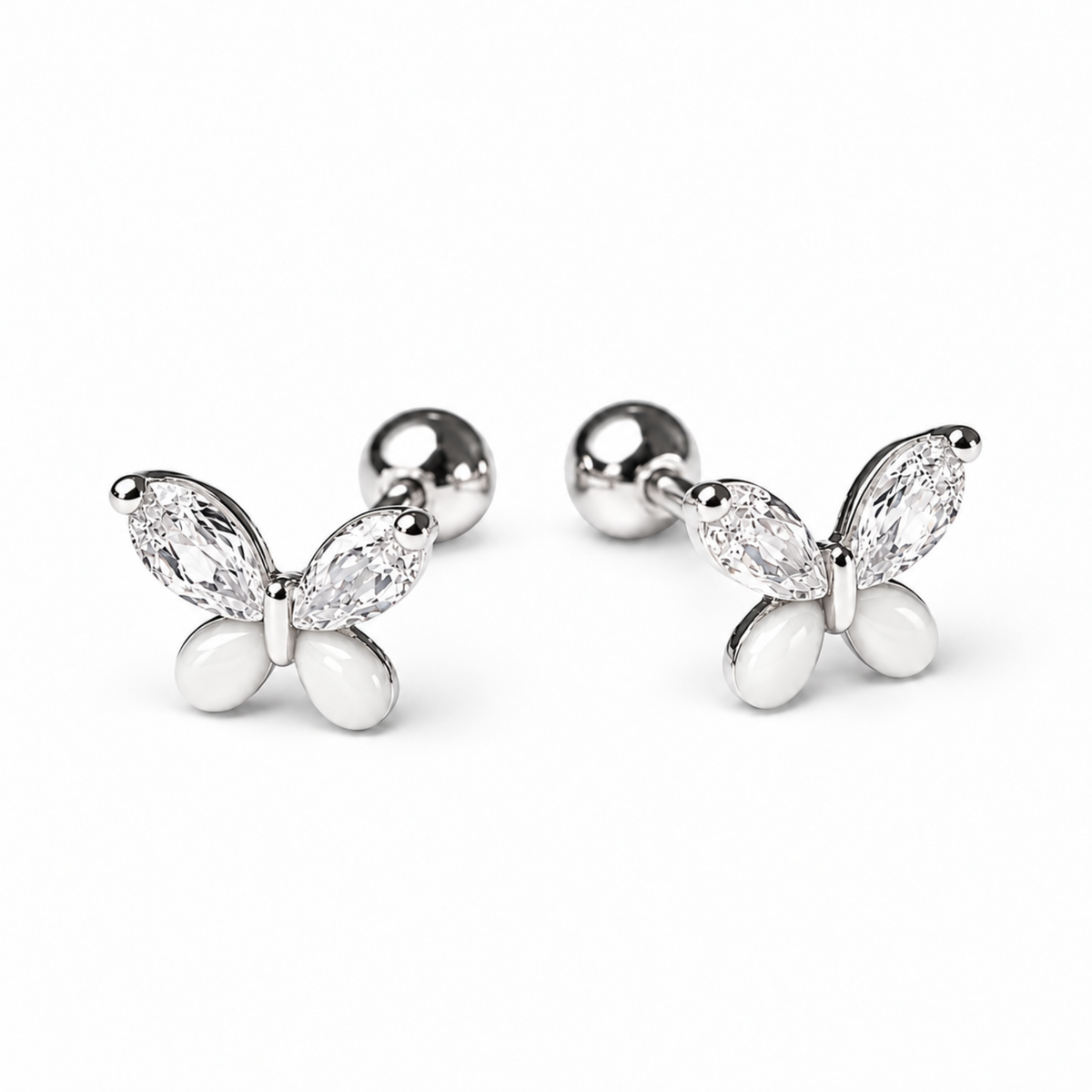 Robins 925 Sterling Silver Baby Butterfly Crystal Earrings   – 2 Colors