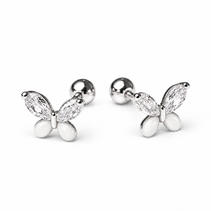 Robins 925 Sterling Silver Baby Butterfly Crystal Earrings   – 2 Colors