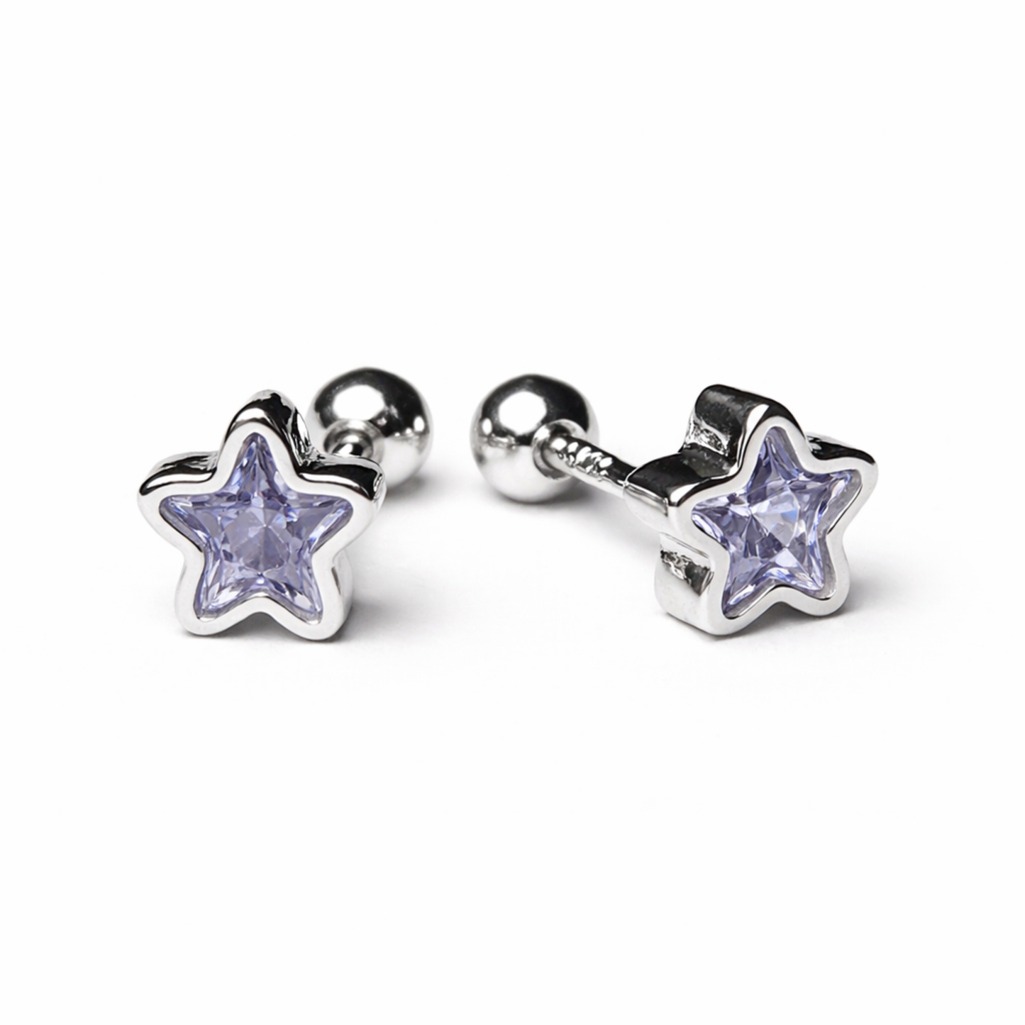 Robins 925 Sterling Silver Baby Star Crystal Earrings