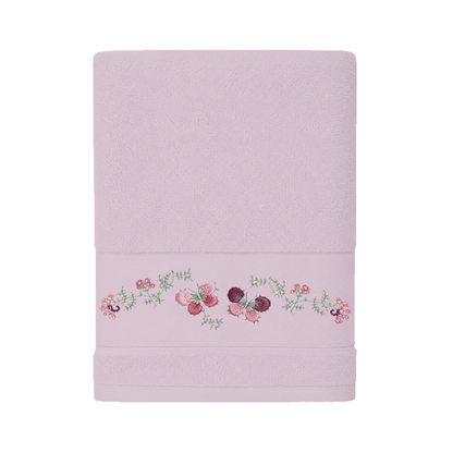 Robins Floral Embroidered Bath Towel – 70 × 140 cm