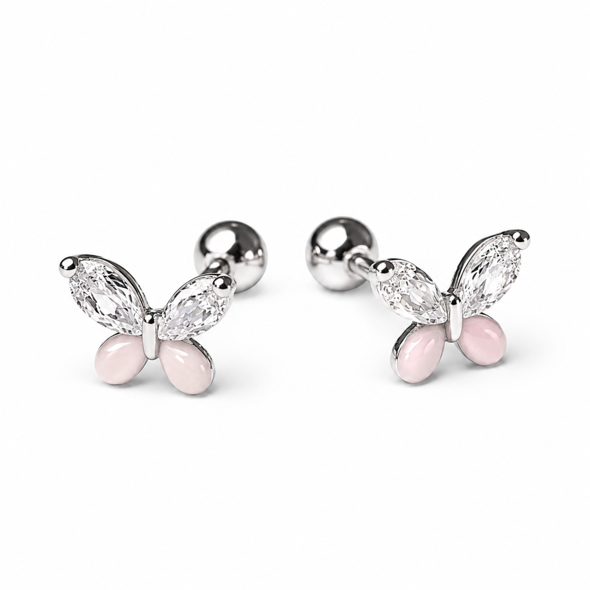 Robins 925 Sterling Silver Baby Butterfly Crystal Earrings   – 2 Colors