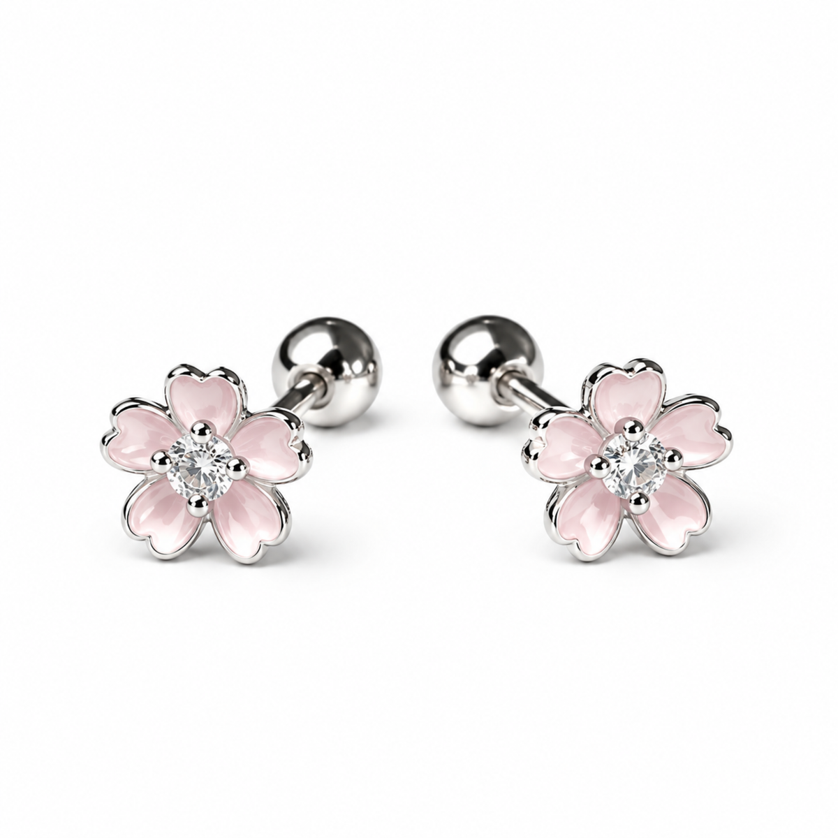 Robins 925 Sterling Silver Baby Flower Crystal Earrings  – 2 Colors