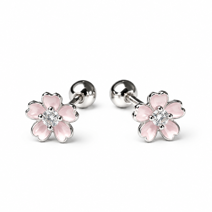 Robins 925 Sterling Silver Baby Flower Crystal Earrings  – 2 Colors