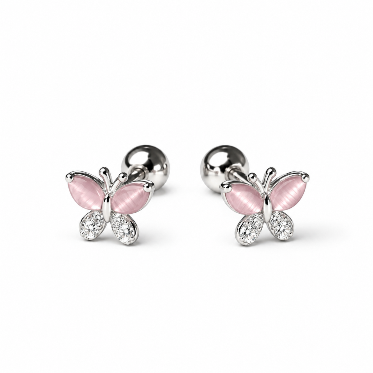Robins 925 Sterling Silver Baby Butterfly Crystal Earrings  – 2 Colors