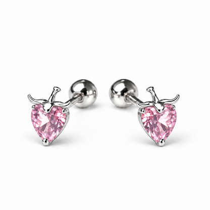 Robins 925 Sterling Silver Baby Strawberry Crystal Earrings  – 2 Colors