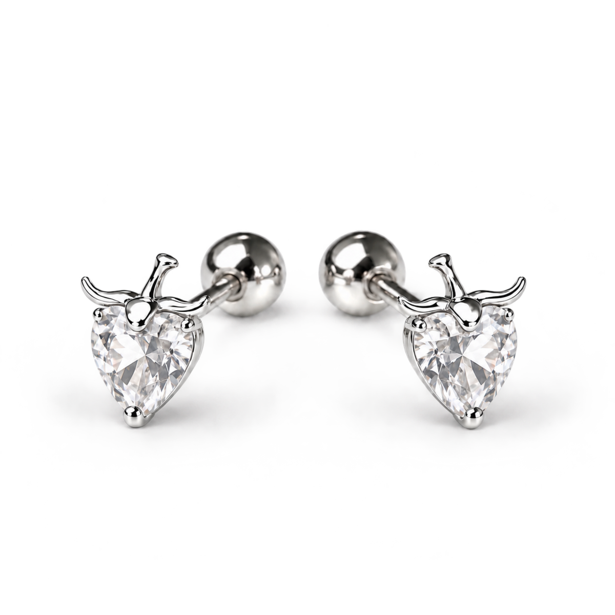 Robins 925 Sterling Silver Baby Strawberry Crystal Earrings  – 2 Colors