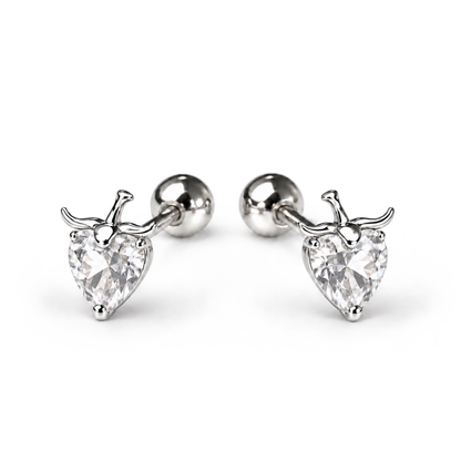 Robins 925 Sterling Silver Baby Strawberry Crystal Earrings  – 2 Colors