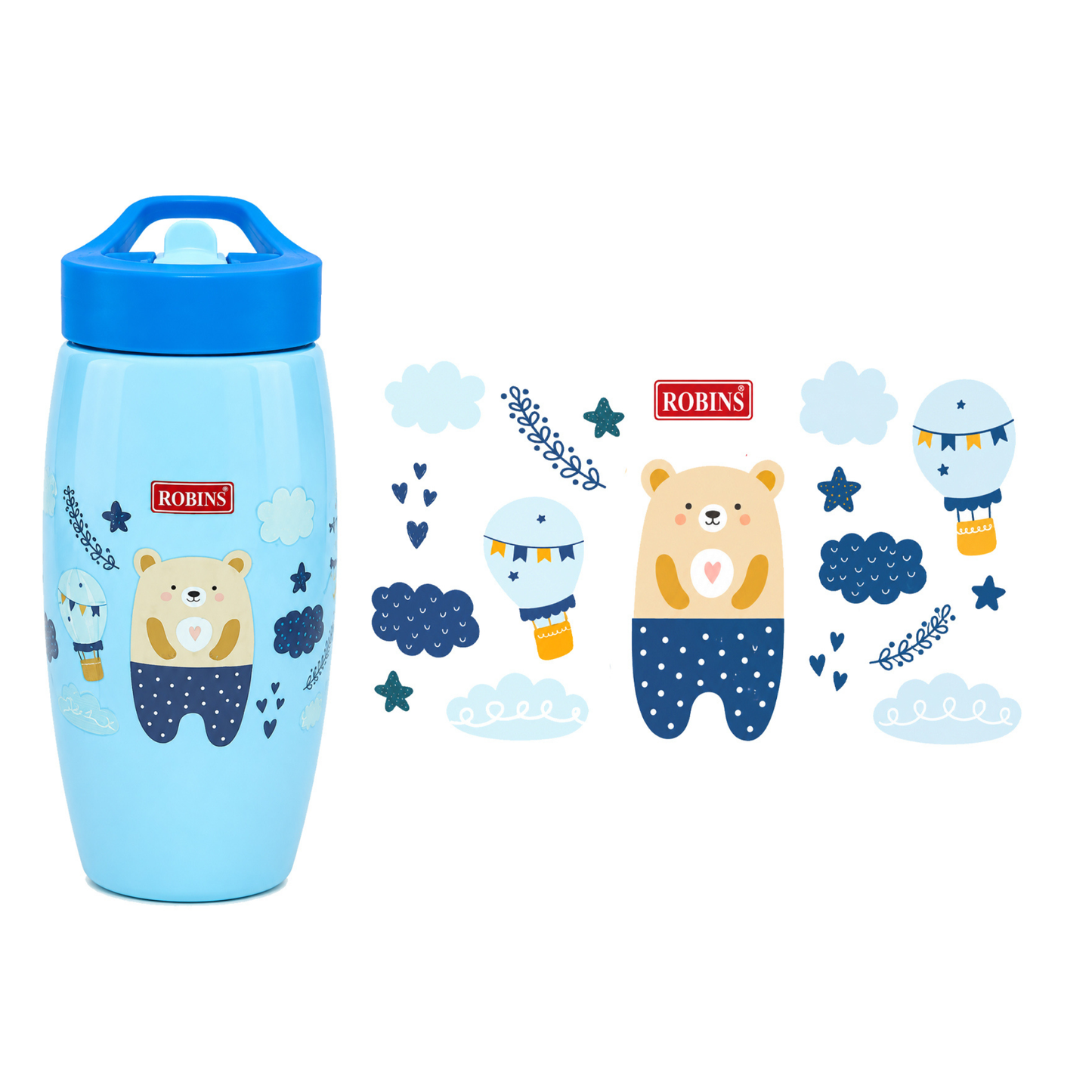 Robins Kids Water Bottle with Carry Handle – 360ml, 12M+