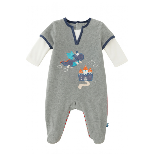 Robins Velvet Baby Footed Sleepsuit