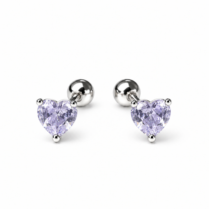 Robins 925 Sterling Silver Large Heart Crystal Earrings – 3 Colors