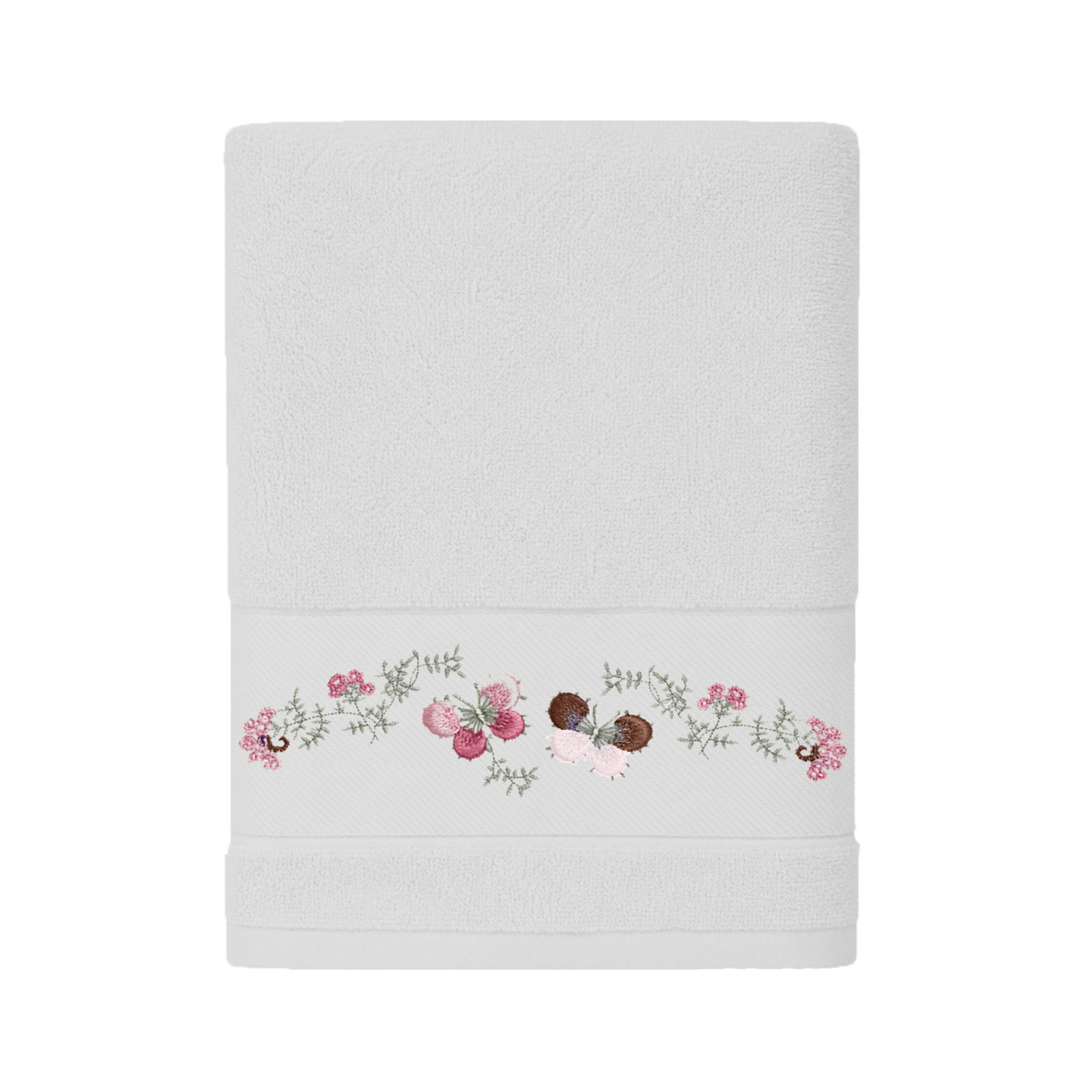 Robins Floral Embroidered Bath Towel – 70 × 140 cm