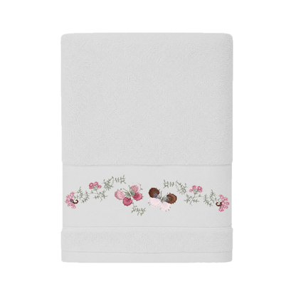 Robins Floral Embroidered Bath Towel – 70 × 140 cm