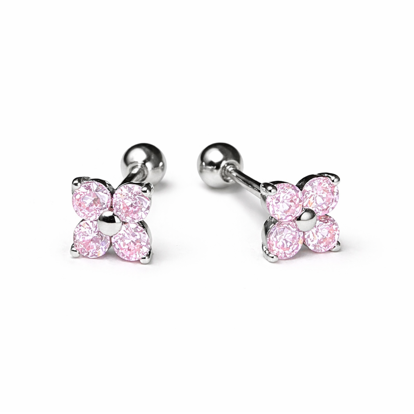 Robins 925 Sterling Silver Baby Flower Crystal Earrings