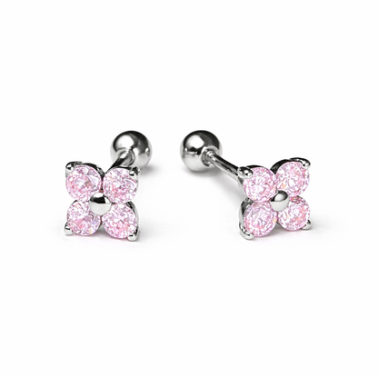 Robins 925 Sterling Silver Baby Flower Crystal Earrings