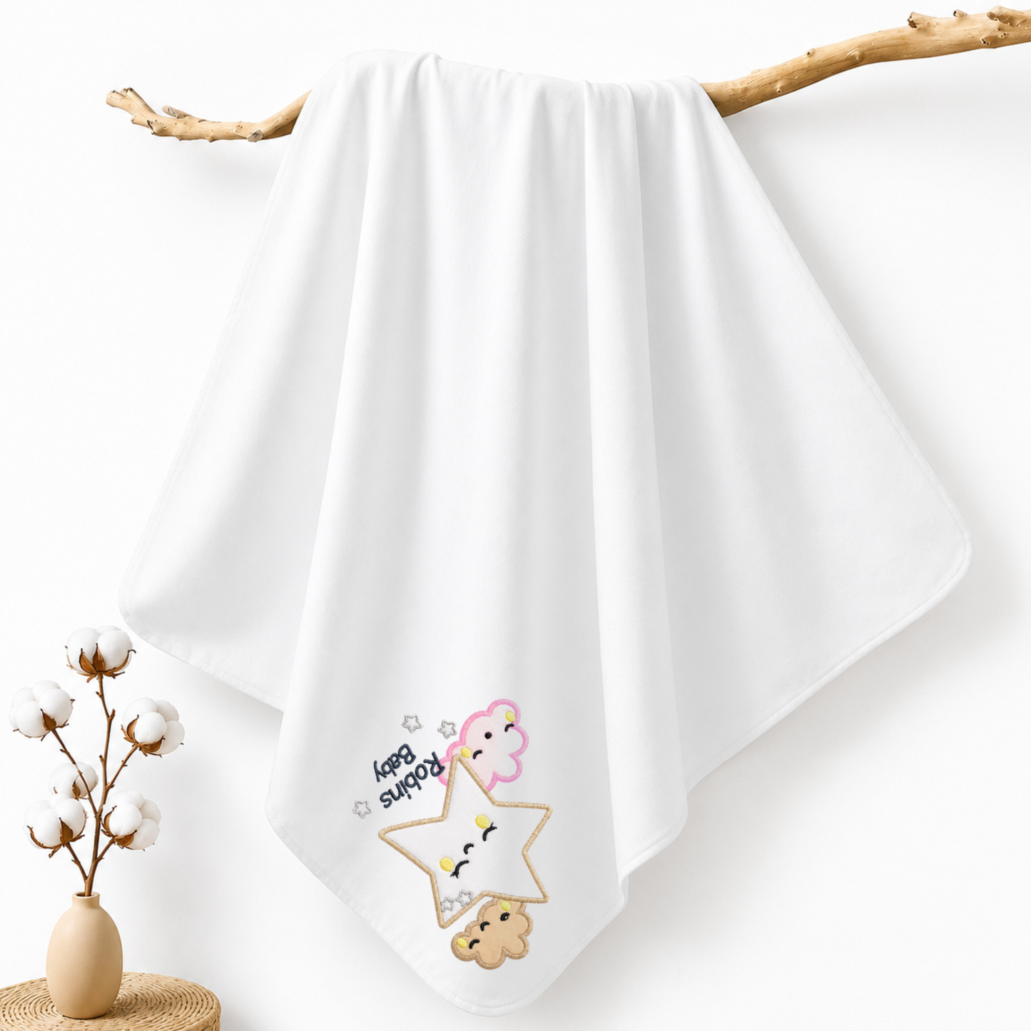 Robins 2-Ply Cotton Swaddle Blanket – 75 × 85 cm | Made in Turkey