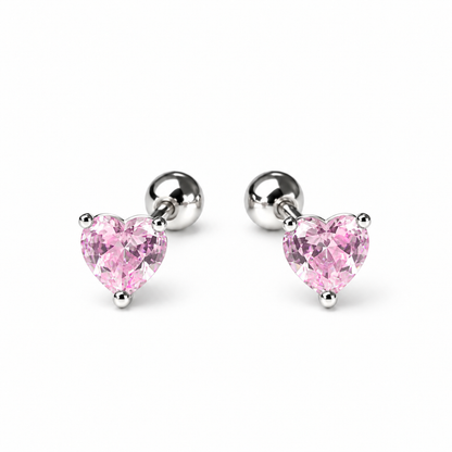 Robins 925 Sterling Silver Large Heart Crystal Earrings – 3 Colors