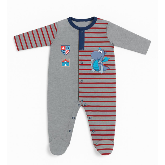 Robins Velvet Baby Footed Sleepsuit