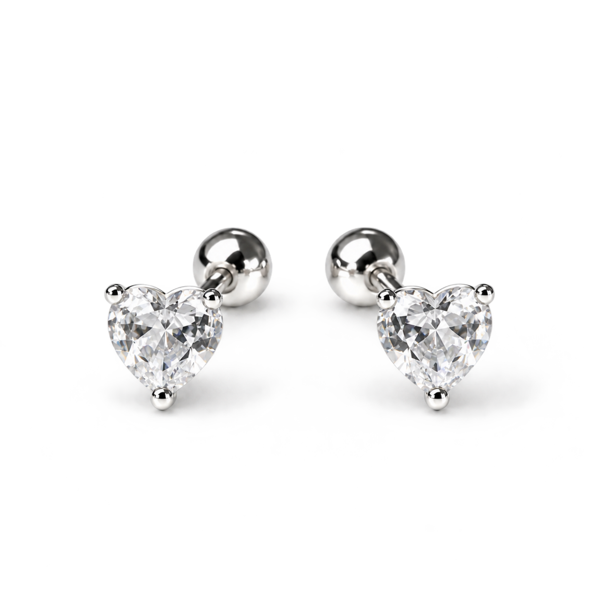 Robins 925 Sterling Silver Large Heart Crystal Earrings – 3 Colors