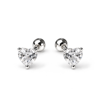 Robins 925 Sterling Silver Large Heart Crystal Earrings – 3 Colors