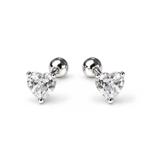 Robins 925 Sterling Silver Large Heart Crystal Earrings – 3 Colors