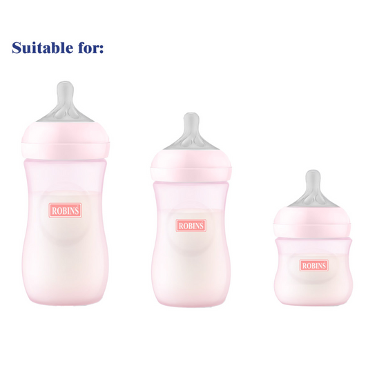 Robins Natural Feeding Bottle Silicone Teat Replacement 2-Pcs