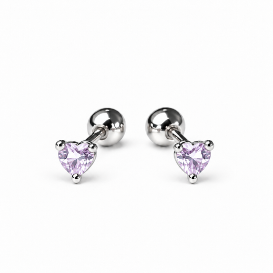 Robins 925 Sterling Silver Baby Small Heart Crystal Earrings – 3 Colors