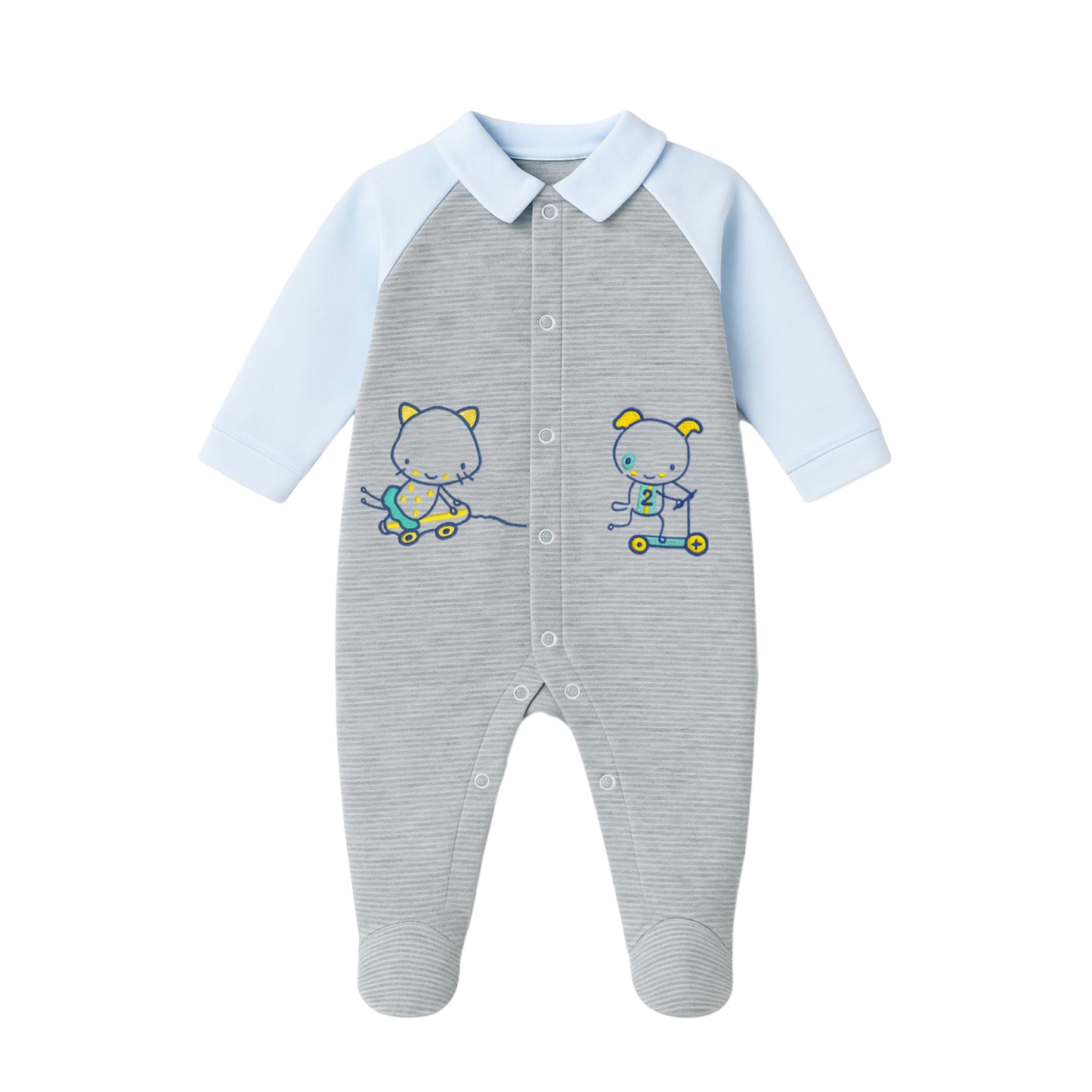 Robins Velvet Baby Footed Sleepsuit