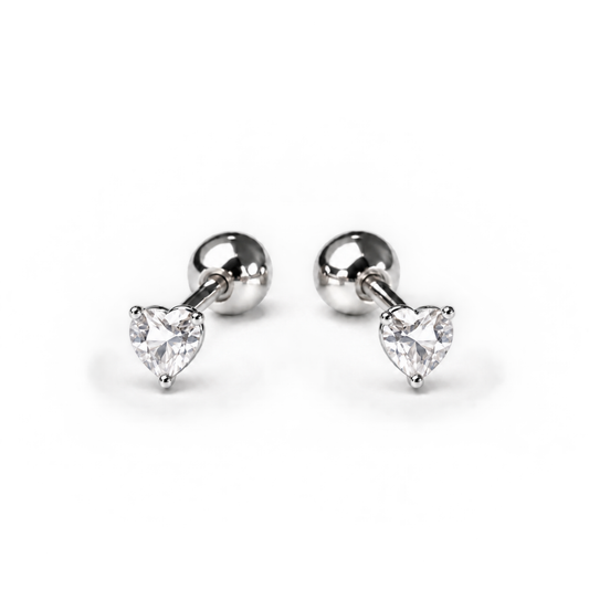 Robins 925 Sterling Silver Baby Small Heart Crystal Earrings – 3 Colors