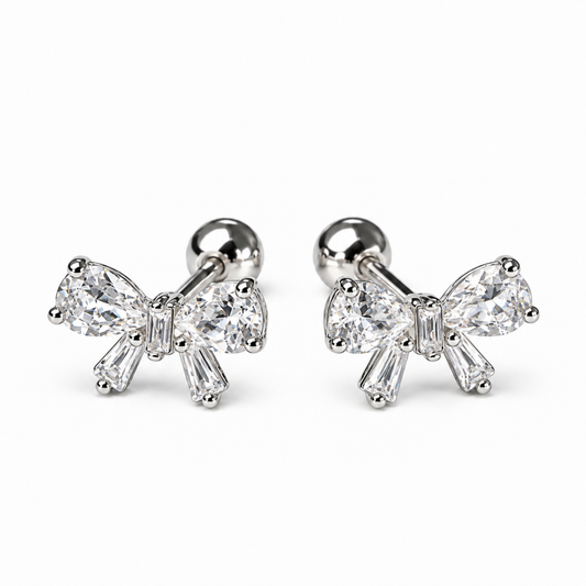 Robins 925 Sterling Silver Baby Bow Crystal Earrings