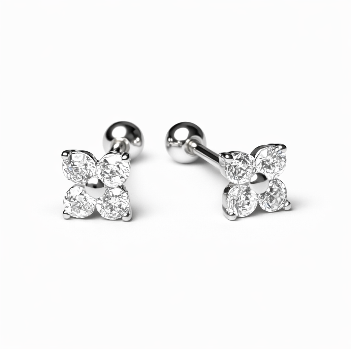 Robins 925 Sterling Silver Baby Flower Crystal Earrings
