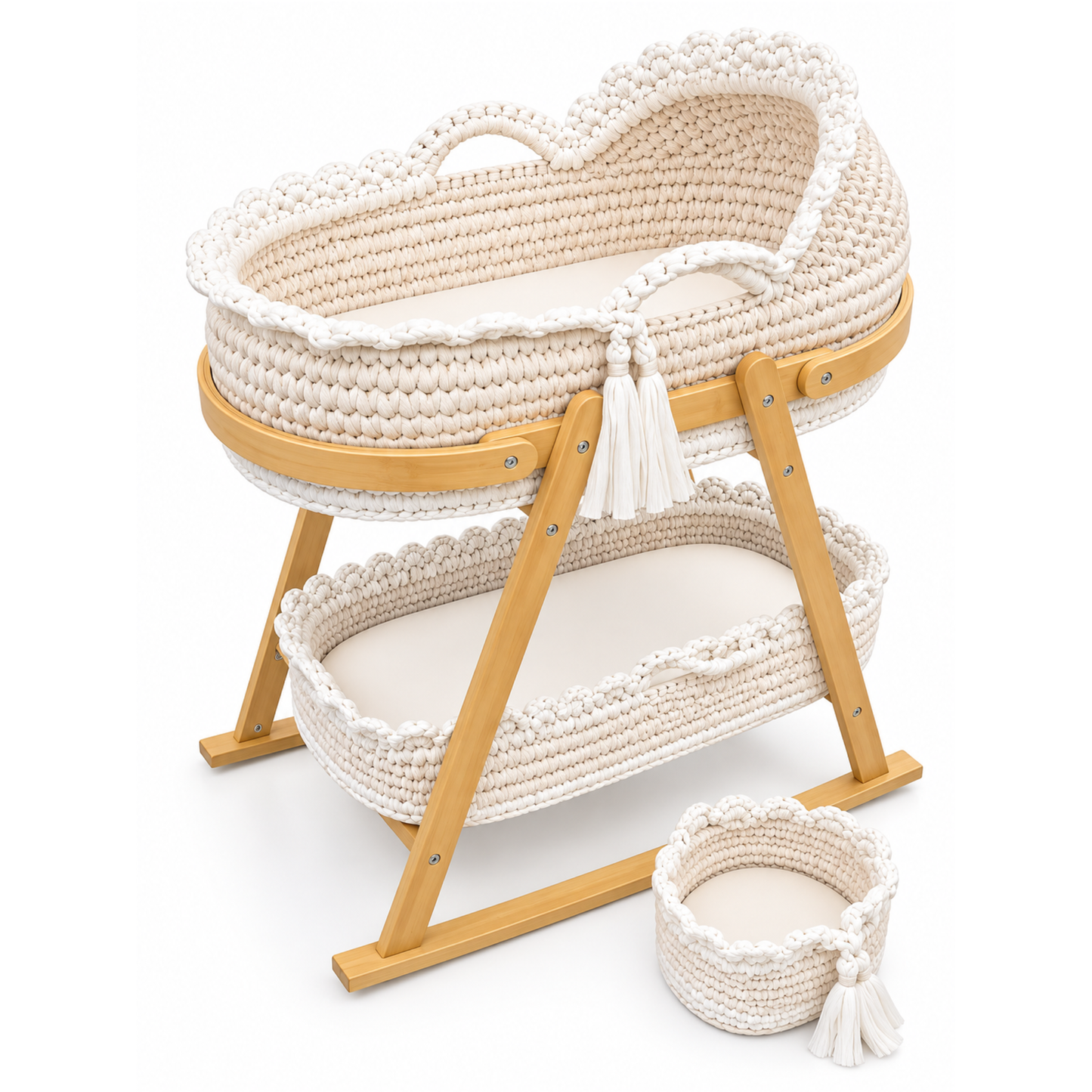 Robins Baby Hand-Made Woven Bassinet & Stand