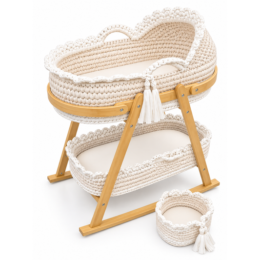 Robins Baby Hand-Made Woven Bassinet & Stand