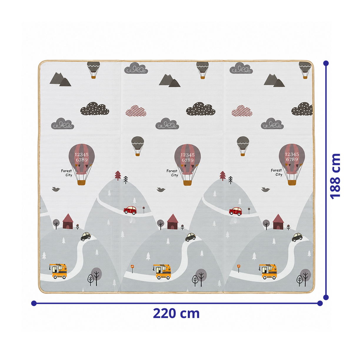 Robins Baby Double-Sided Foldable Play Mat – 220 × 188 cm