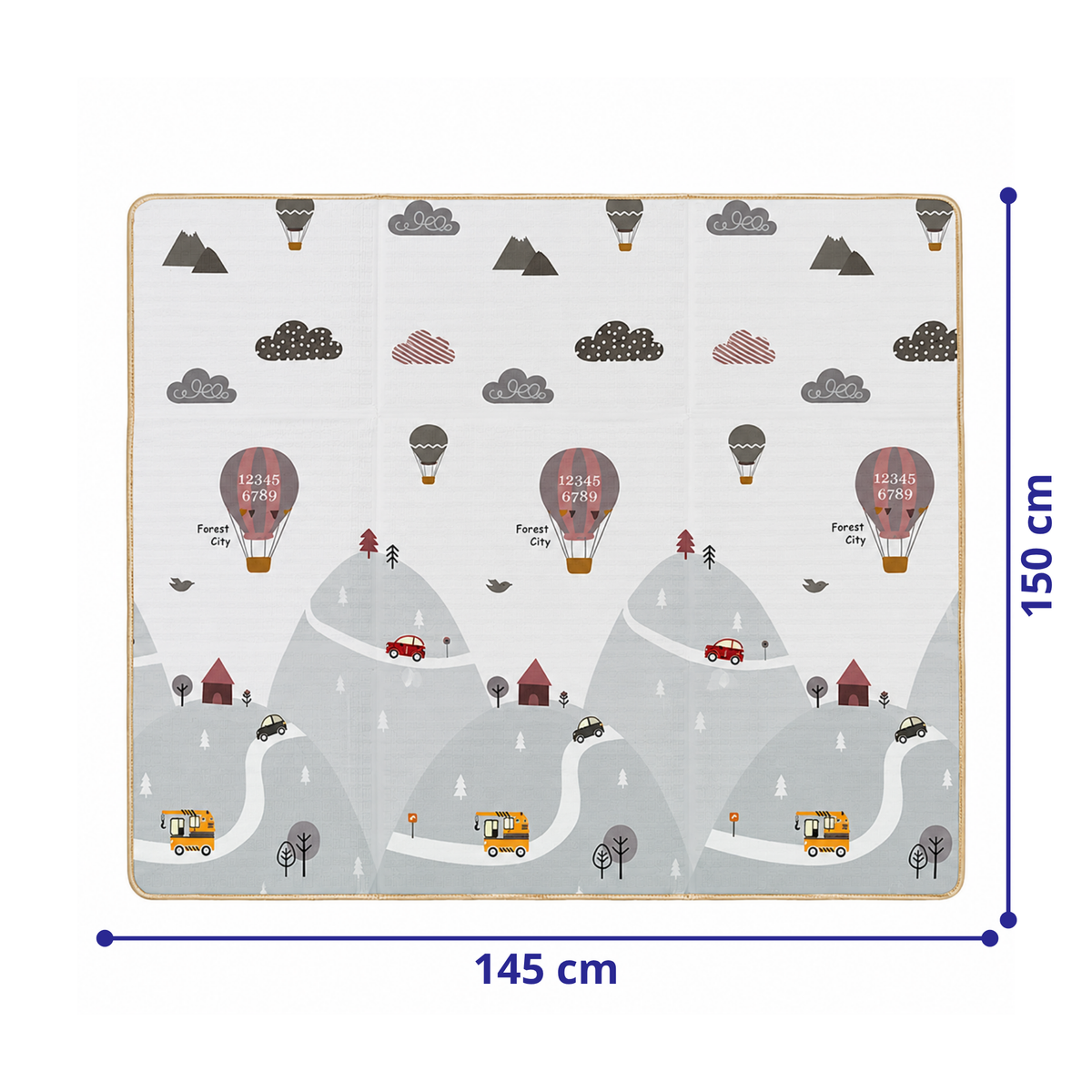 Robins Baby Double-Sided Foldable Play Mat – 145 × 150 cm