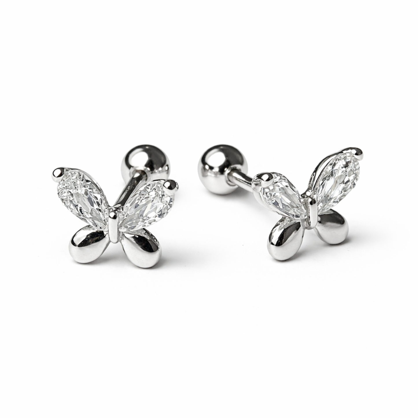 Robins 925 Sterling Silver Baby Butterfly Crystal Earrings