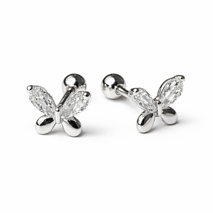 Robins 925 Sterling Silver Baby Butterfly Crystal Earrings