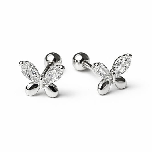 Robins 925 Sterling Silver Baby Butterfly Crystal Earrings