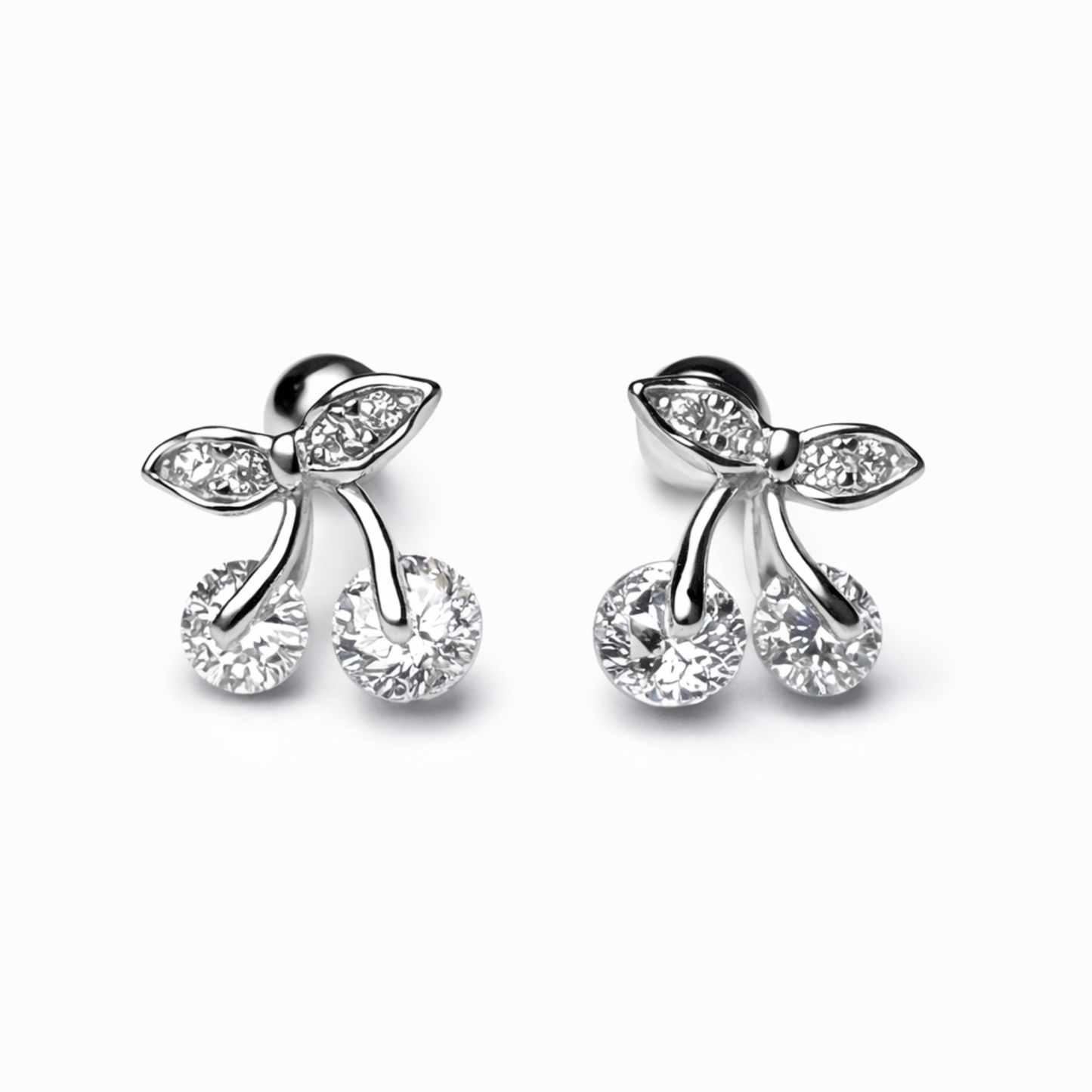 Robins 925 Sterling Silver Baby Cherry Crystal Earrings