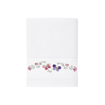 Robins Floral Embroidered Hand Towel – 50 × 100 cm